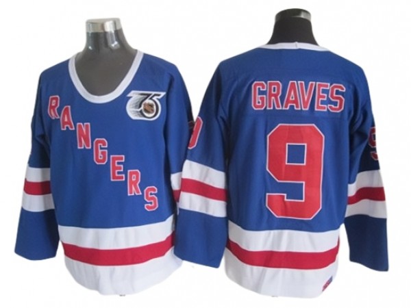 New York Rangers #9 Adam Graves Blue Vintage CCM Jersey