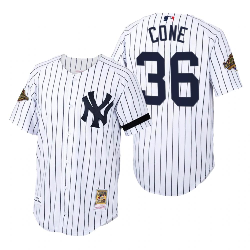New York Yankees David Cone White 1996 World Series Throwback Jersey