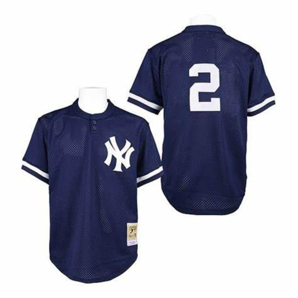 New York Yankees Derek Jeter Navy Throwback Mesh Pullover Jersey