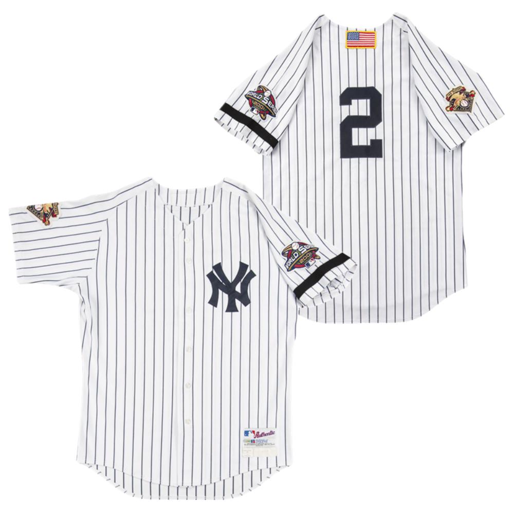 New York Yankees Derek Jeter White 2001 Throwback Jersey