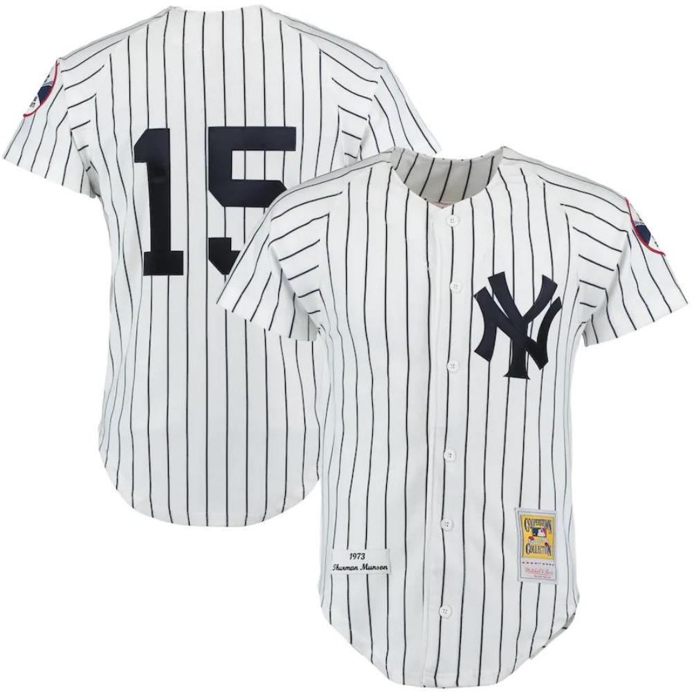 New York Yankees Thurman Munson White 1973 Throwback Jersey