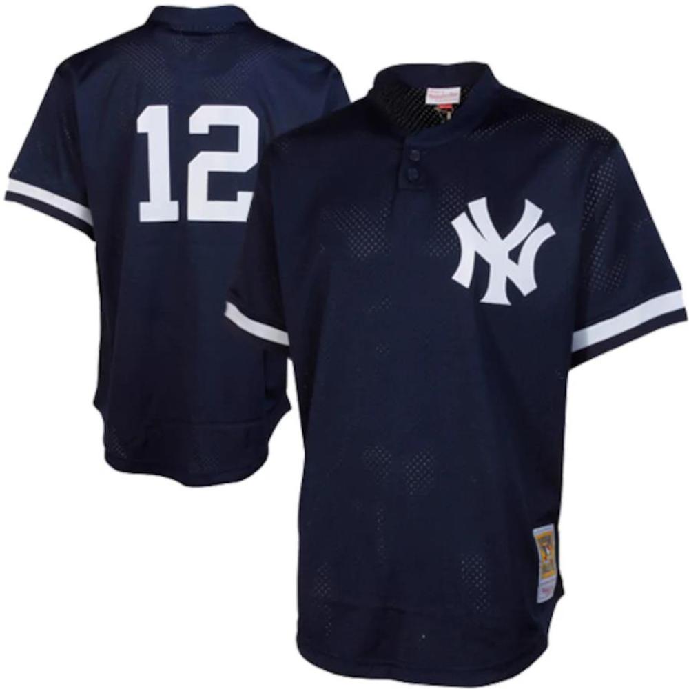 New York Yankees Wade Boggs Navy Throwback Mesh Pullover Jersey