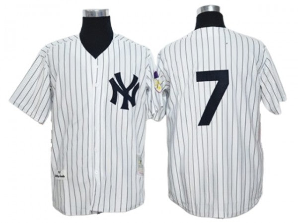 New York Yankees #7 Mickey Mantle White Cooperstown Collection Player Name Jersey