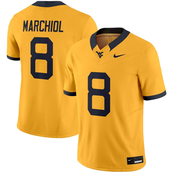 Nicco Marchiol Jersey #8 West Virginia Mountaineers 2025 Vapor Stitched Gold