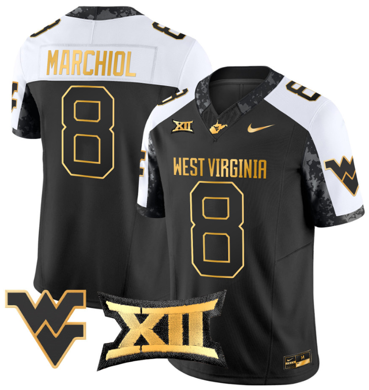Nicco Marchiol Jersey #8 West Virginia Mountaineers Gold Vapor Football Alternate