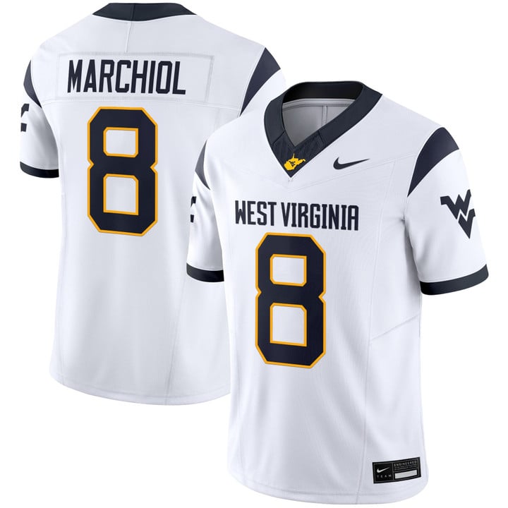 Nicco Marchiol Jersey #8 West Virginia Mountaineers 2025 Vapor Stitched White