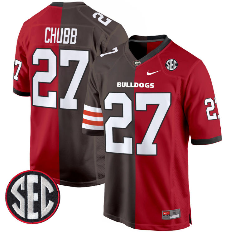 Nick Chubb Jersey #27 Georgia Bulldogs Split Football Game All Stitched