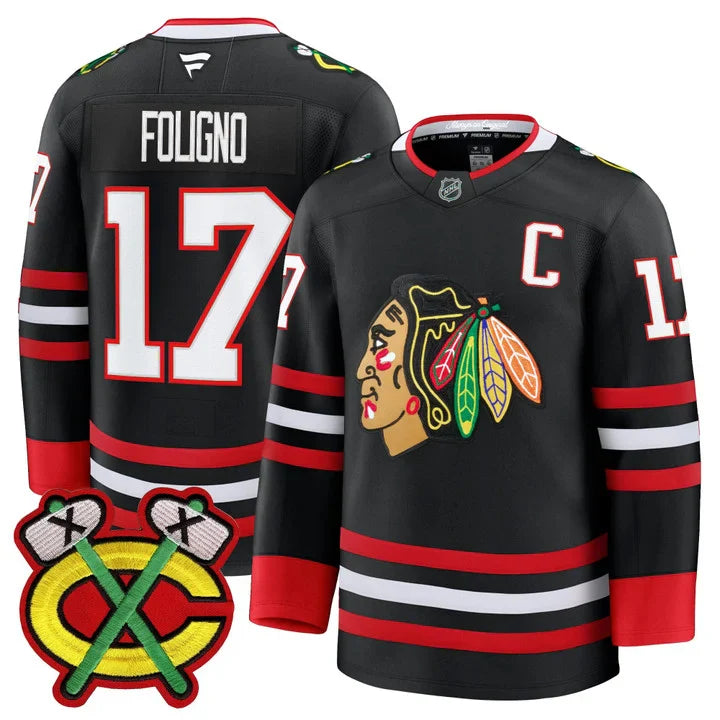 Nick Foligno Jersey #17 Chicago Blackhawks 2025-26 Premium Stitched