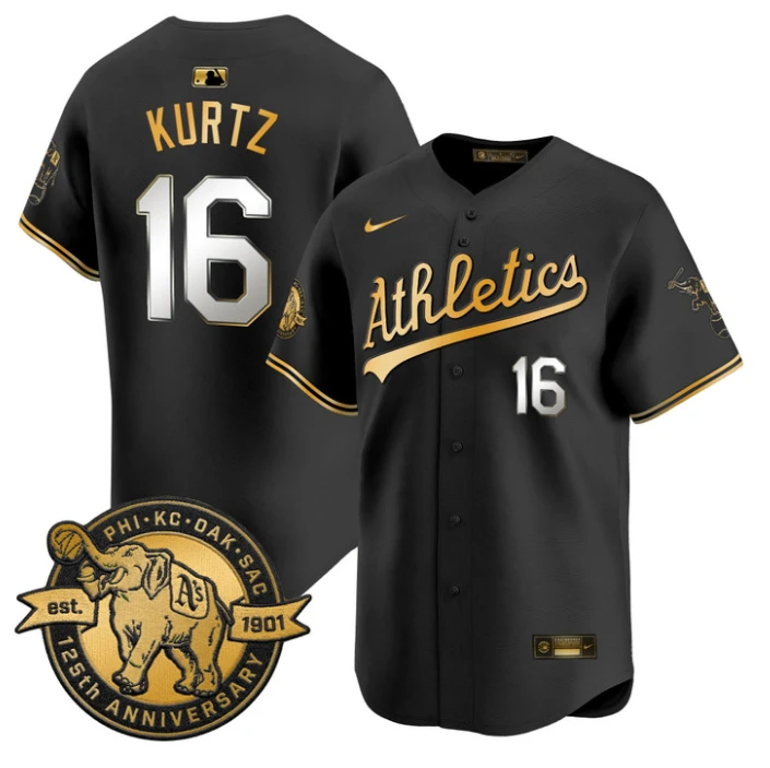 Nick Kurtz Jersey #16 Oakland Athletics 125th Anniversary Patch Stitched