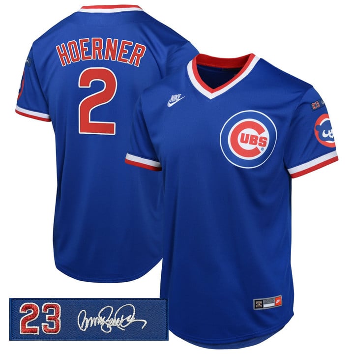 Nico Hoerner Jersey #2 Chicago Cubs Ryne Sandberg Tribute Patch Stitched Royal