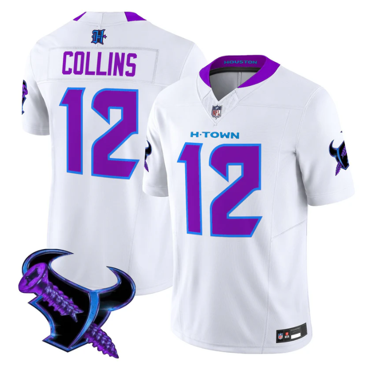 Nico Collins Jersey #12 DJ Screw 2025 Vapor Limited All Stitched