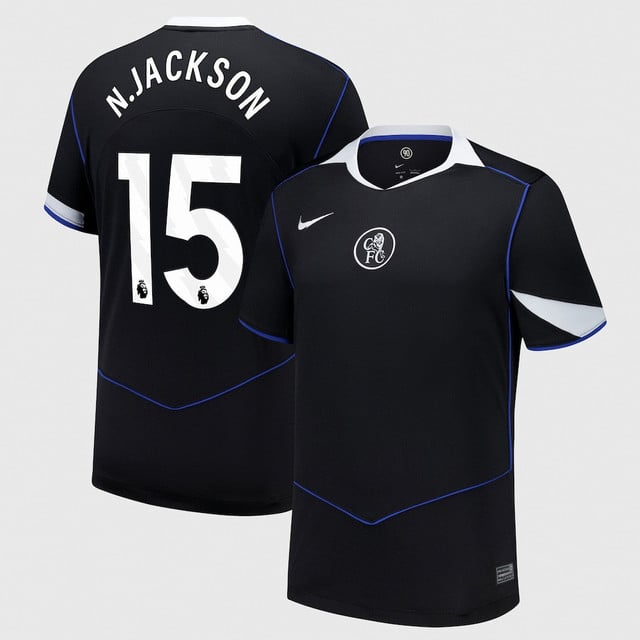 Nicolas Jackson 15 Chelsea 2025-26 Third Match Jersey – Black