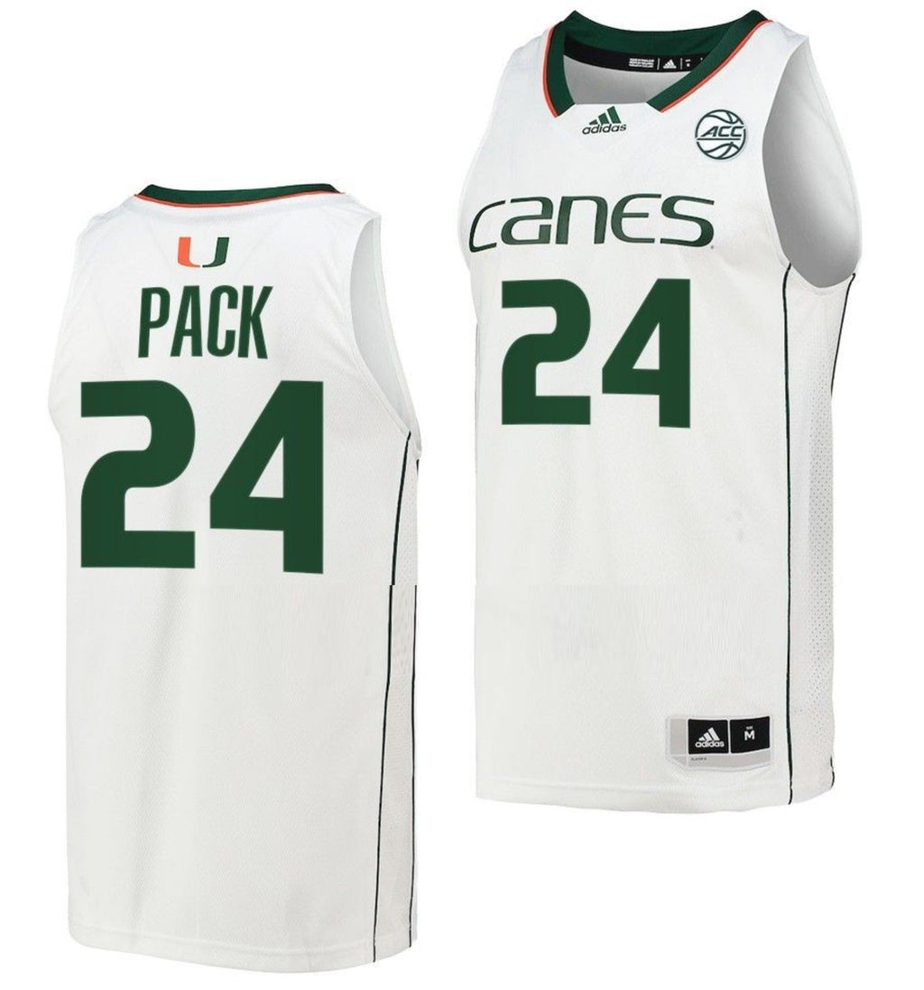Nijel Pack Jersey Miami Hurricanes College Basketball Home White #24