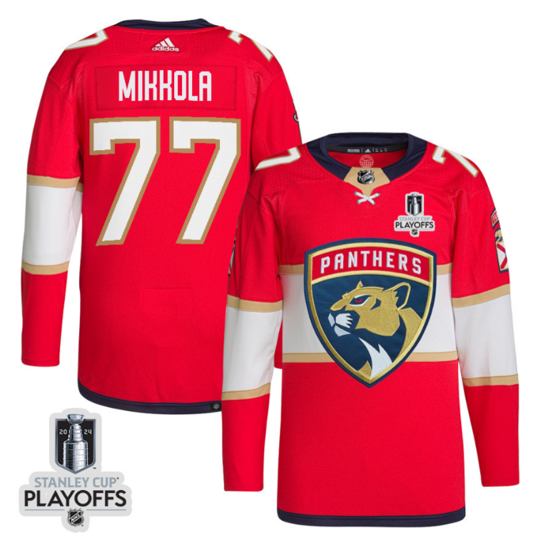 Niko Mikkola 77 Florida Panthers 2024 NHL Playoffs Patch Home Jersey - Men, Red
