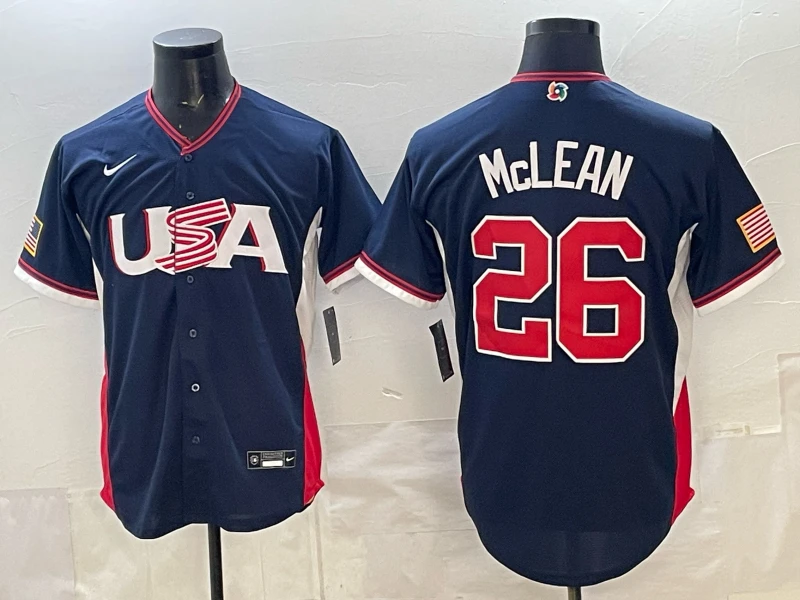 Nolan McLean Jersey #26 USA Baseball 2026 World Baseball Classic Stitched Navy