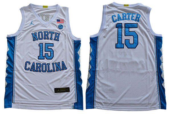North Carolina Tar Heels #15 Carter NCAA Basketball Jersey White