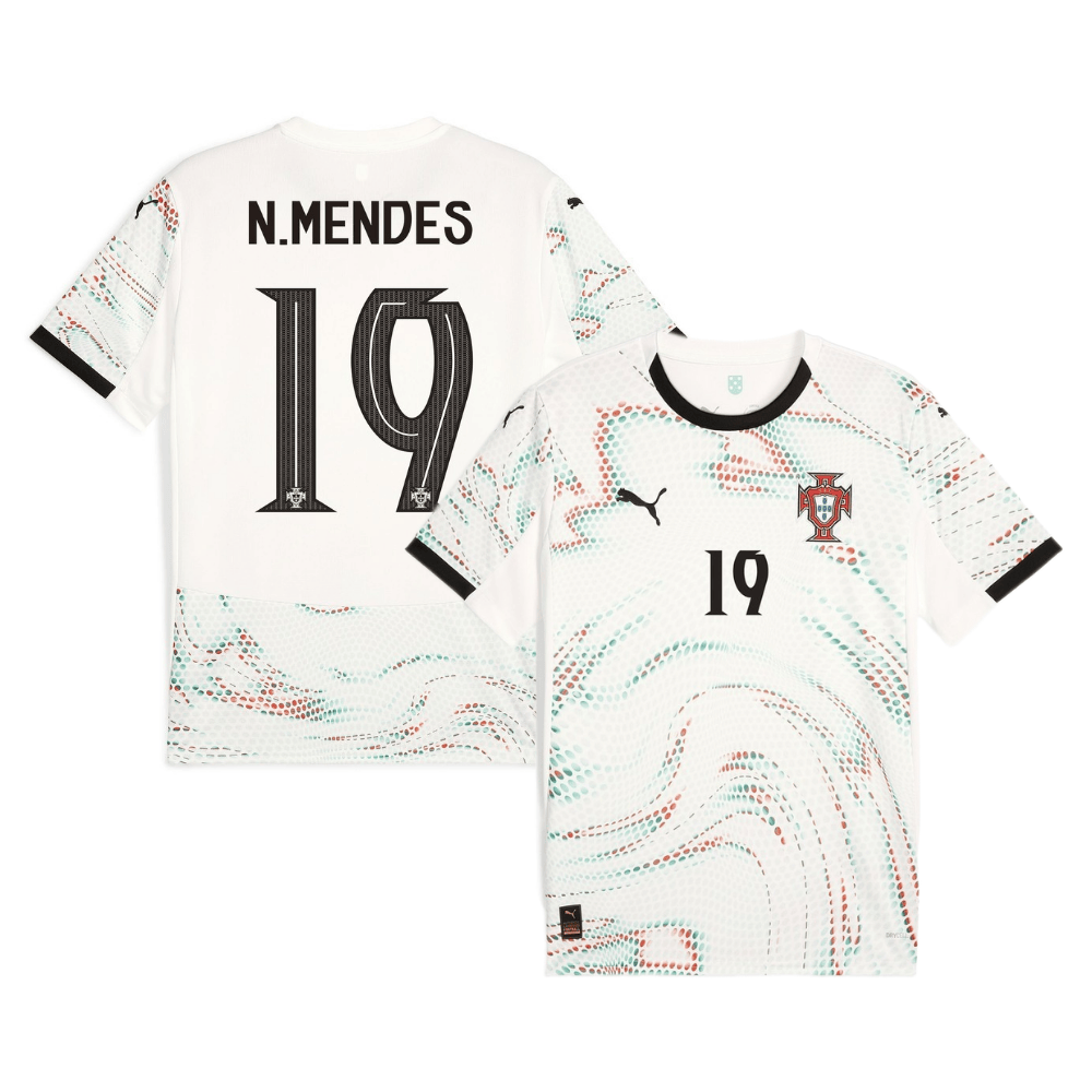 Nuno Mendes 19 Portugal National Team 2025-26 Away Men Jersey – White