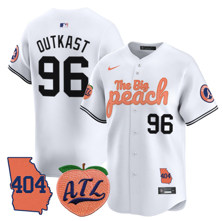 Outkast Jersey #96 Atlanta Braves 404 & The Big Peach Premier Limited Stitched White
