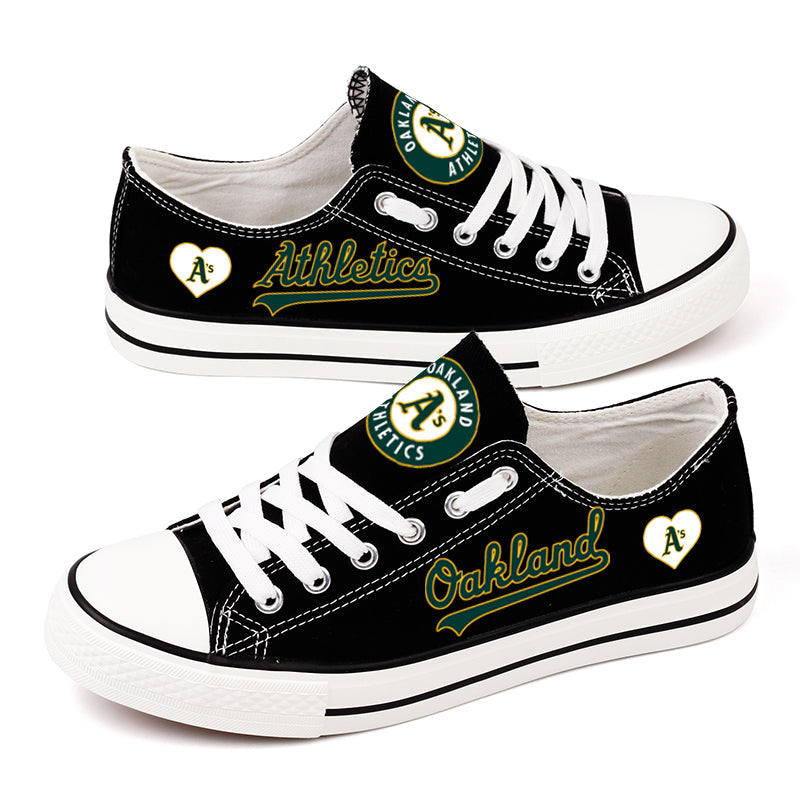 Oakland Athletics Limited Print MLB Baseball Fans Low Top Canvas Shoes Sport Sneakers T-DAC186H