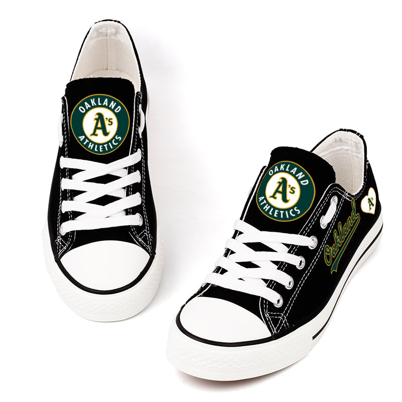Oakland Athletics Limited Print MLB Baseball Fans Low Top Canvas Shoes Sport Sneakers T-DAC186H