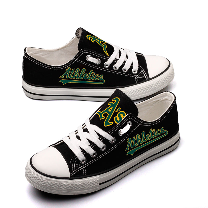 Oakland Athletics Limited Print MLB Baseball Fans Low Top Canvas Shoes Sport Sneakers T-DJ118H