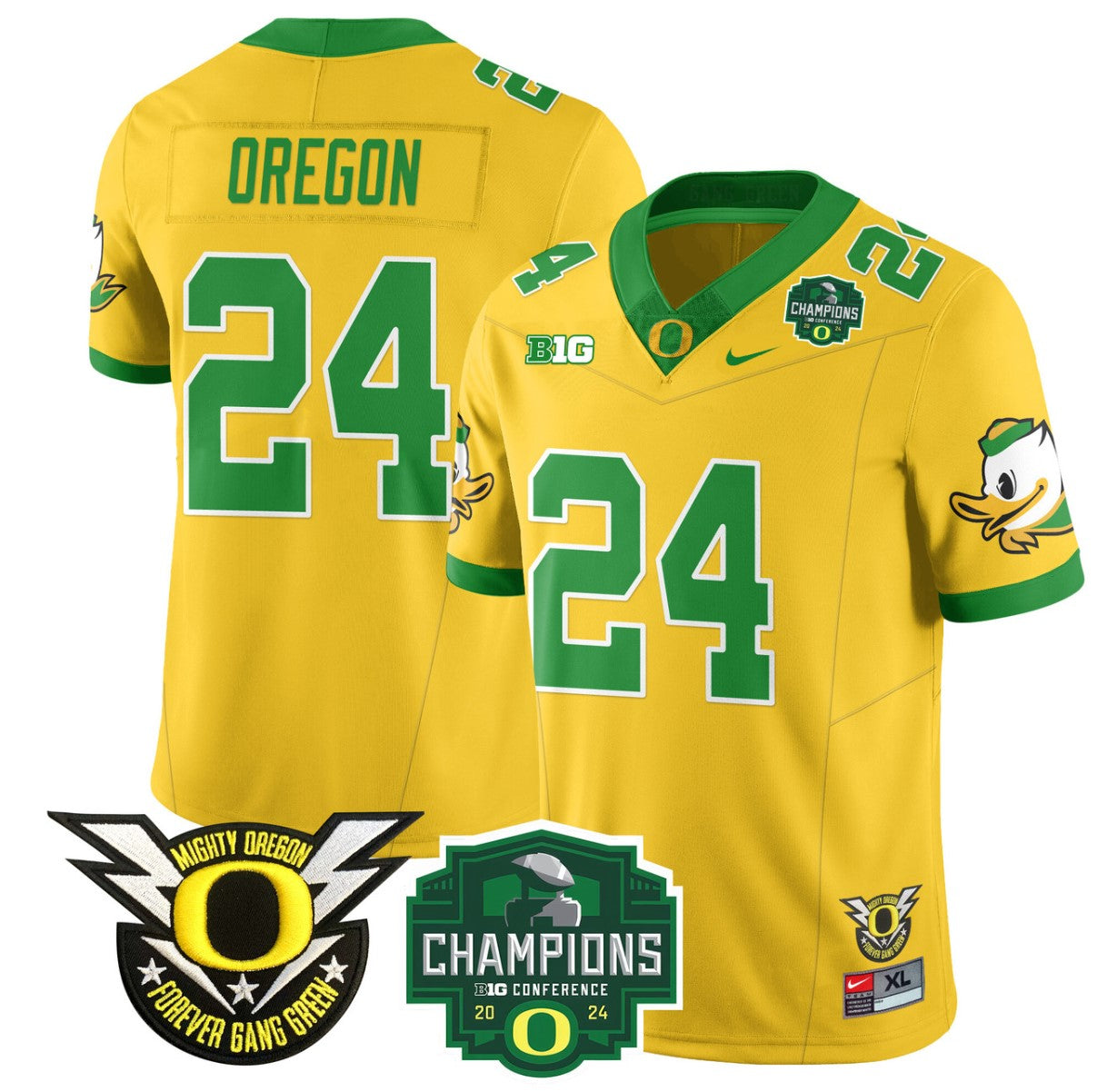 Oregon Jersey #24 Oregon Ducks 2024 Big Ten Champions Football Stitched Yellow