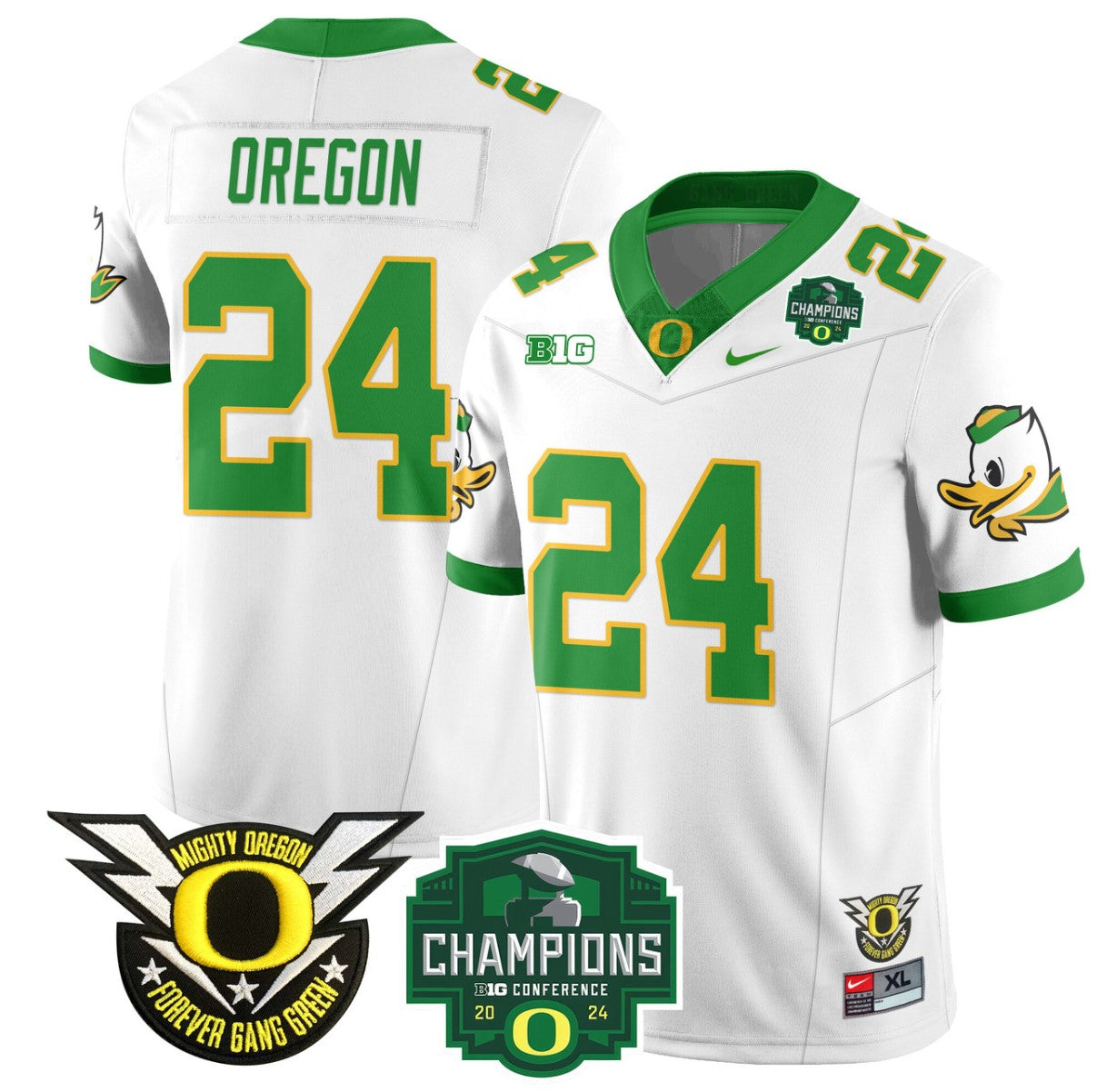 Oregon Jersey #24 Oregon Ducks 2024 Big Ten Champions Football Stitched White