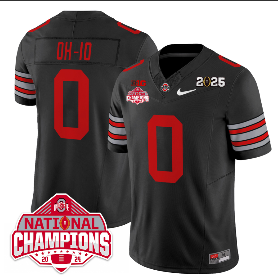 OH-IO Jersey #0 Ohio State 2025 CFP Patch National Champions Black