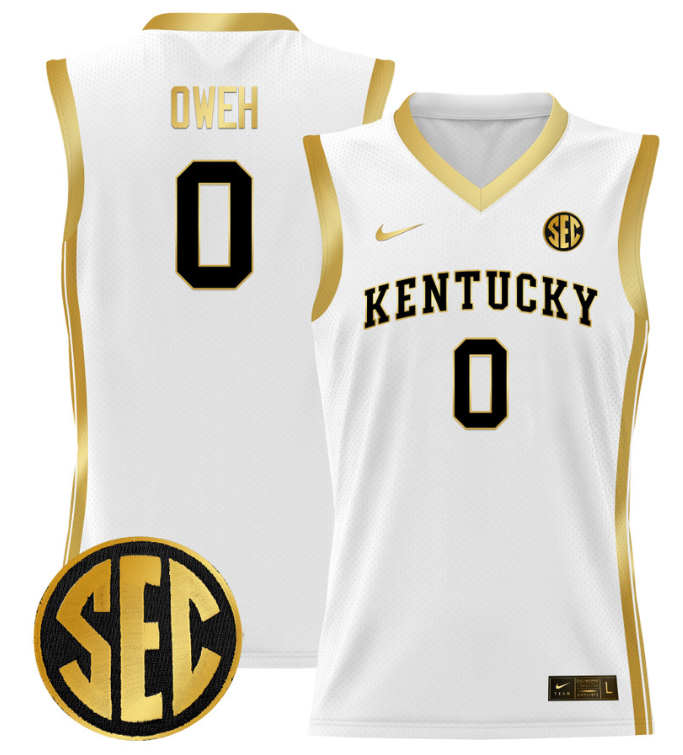Otega Oweh Jersey #0 Kentucky Wildcats Lightweight Basketball White Gold