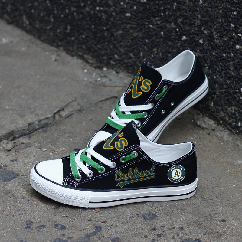 Oakland Athletics Limited Print MLB Baseball Fans Low Top Canvas Shoes Sport Sneakers T-DJ176H