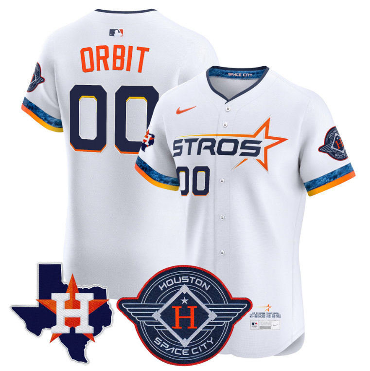 Orbit Jersey #00 Houston Astros 2025 City Connect Texas Patch Premier Elite Stitched White