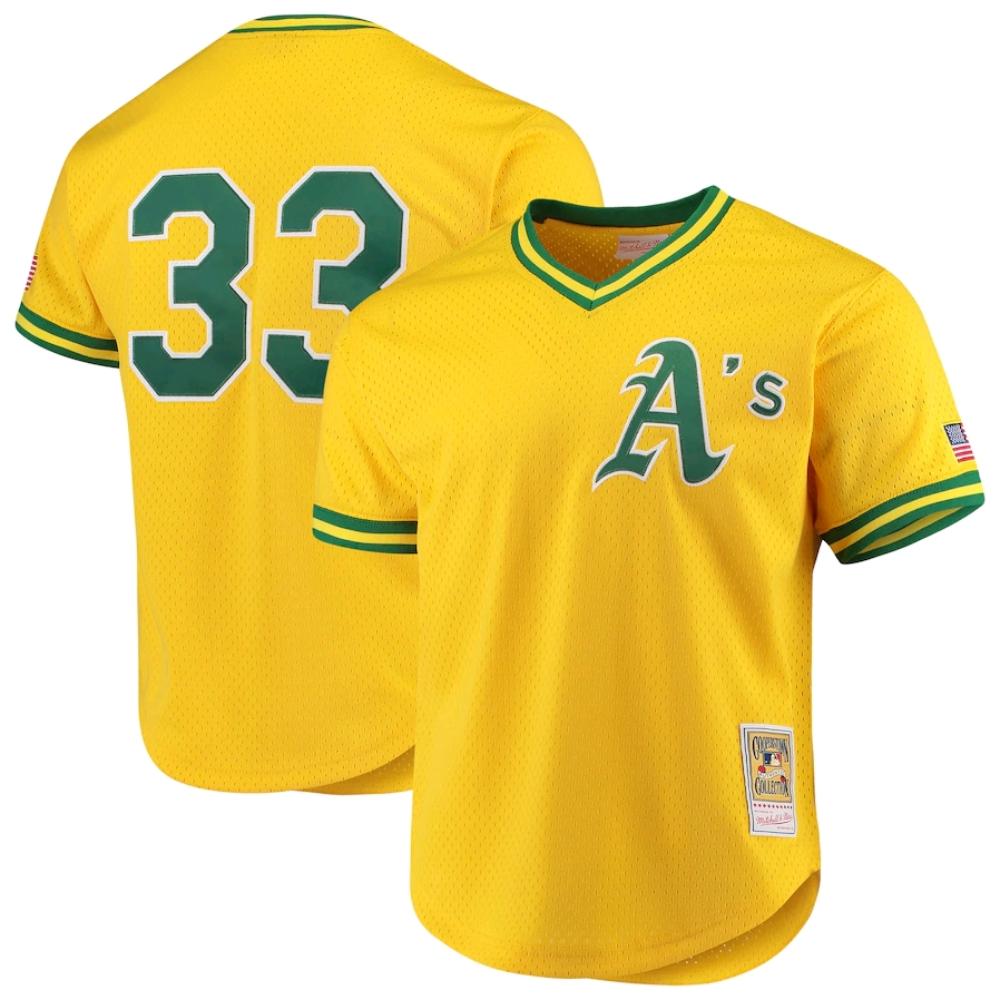 Oakland Athletics Jose Canseco Yellow Throwback Mesh Pullover Jersey