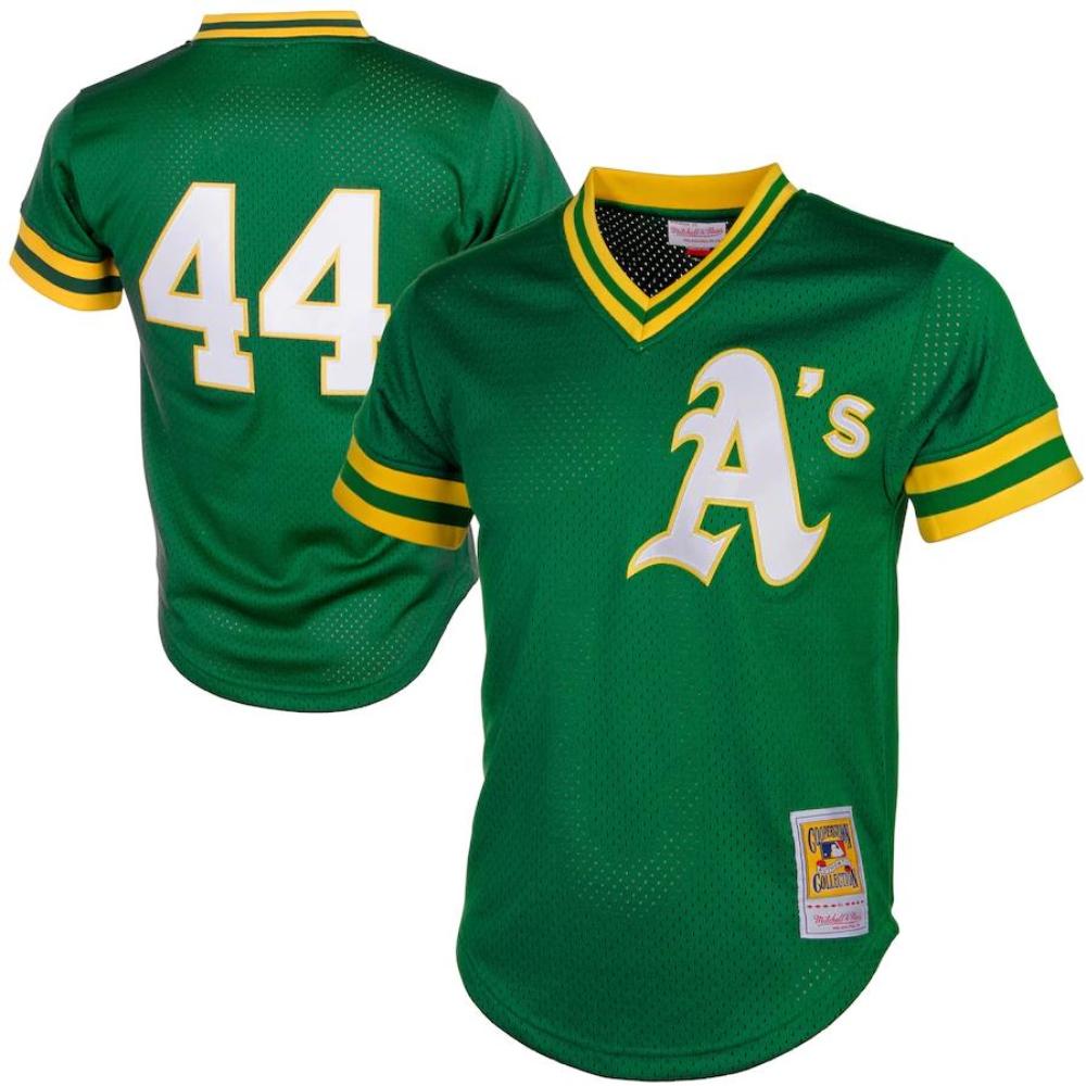 Oakland Athletics Reggie Jackson Green Throwback Mesh Pullover Jersey