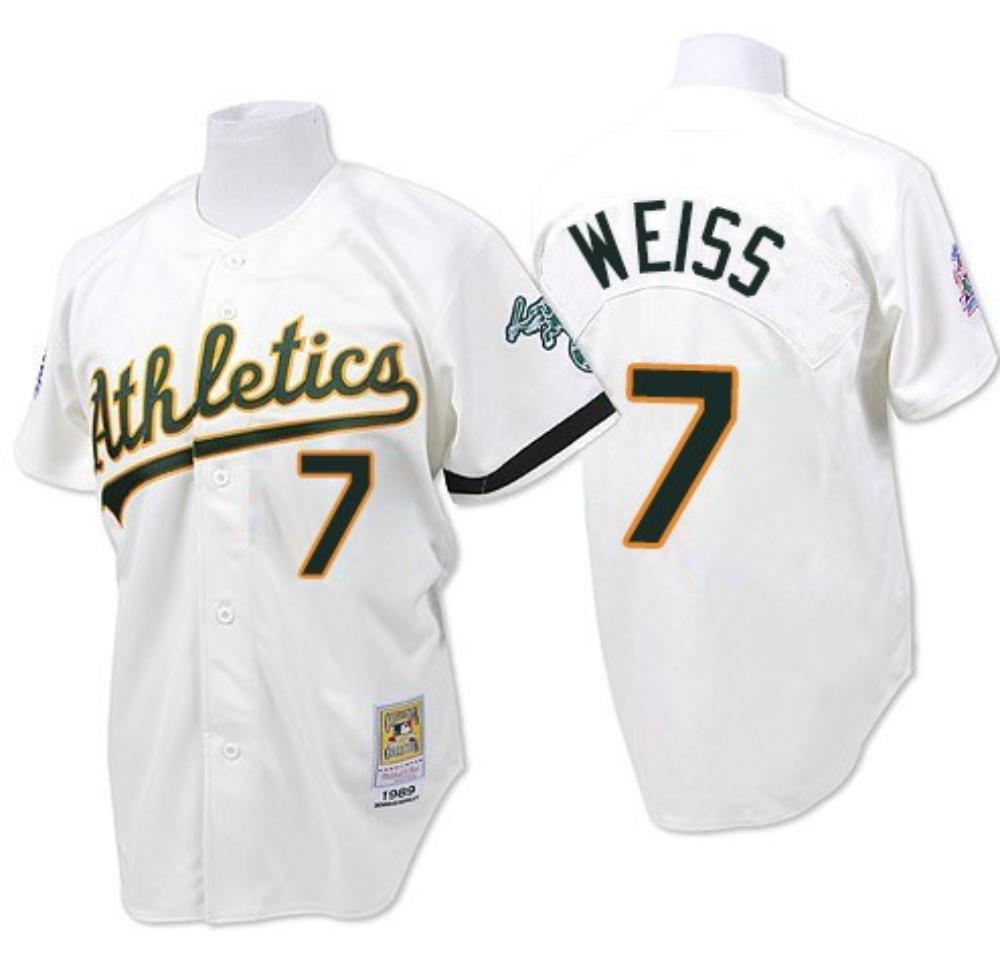 Oakland Athletics Walt Weiss White 1989 Throwback Jersey
