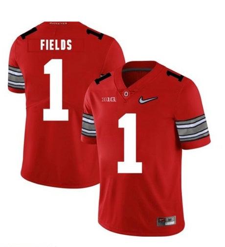Ohio State Buckeyes #1 Justin Fields College NCAA Football Diamond Jersey Red