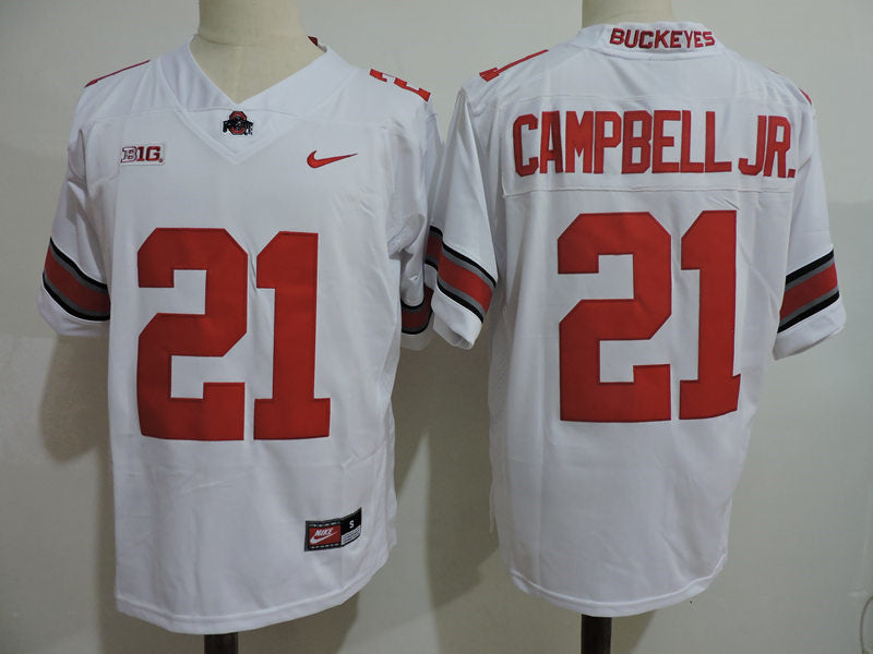 Ohio State Buckeyes #21 Campbell Jr College Football Jersey White