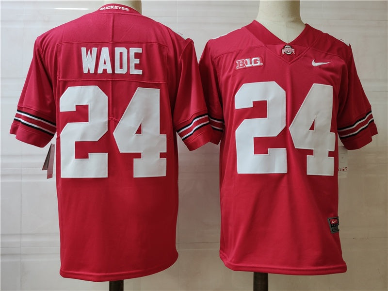 Ohio State Buckeyes #24 Wade College Football Jersey Red