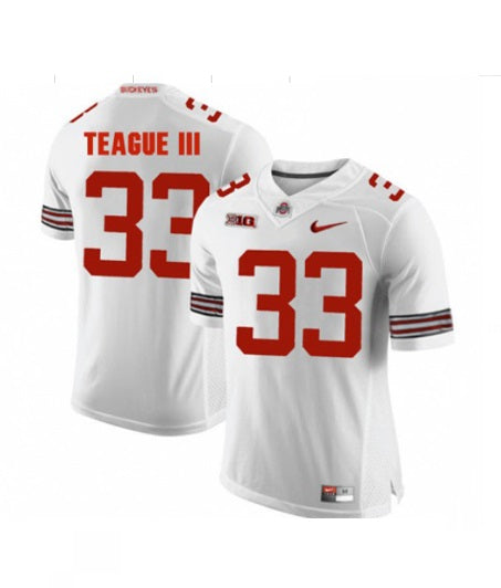 Ohio State Buckeyes #33 Master Teague NCAA Football Jersey White