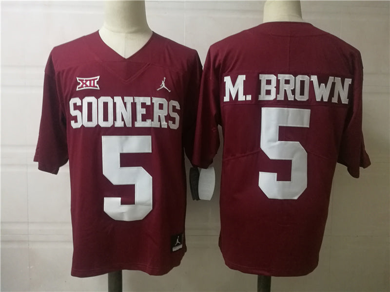 Oklahoma Sooners #5 M.Brown College Football Jersey Red
