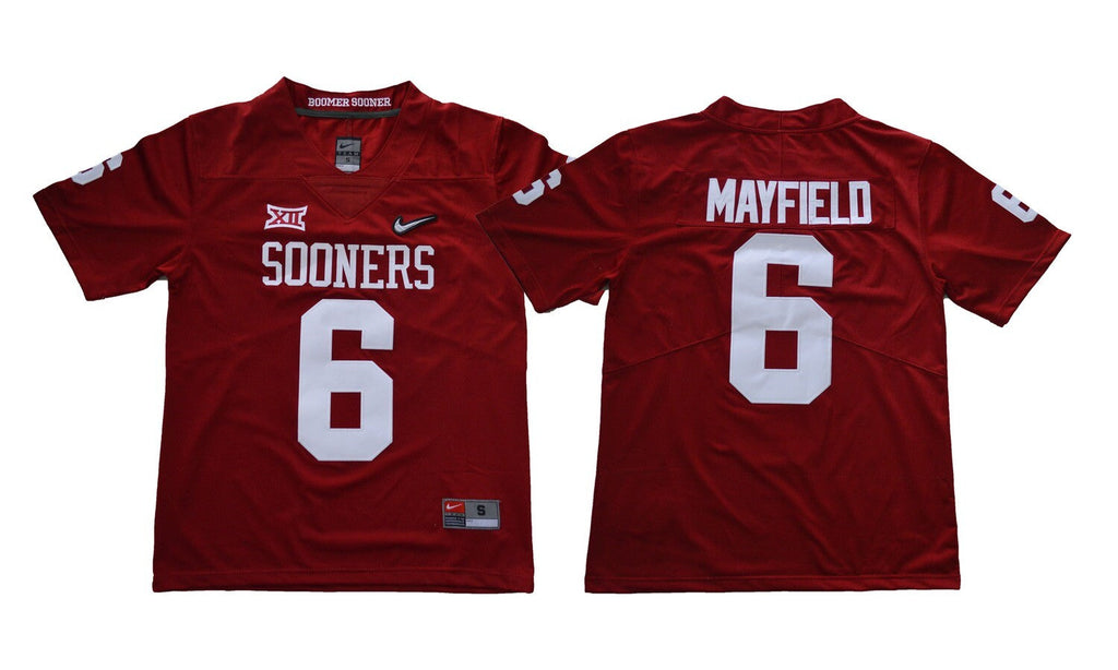 Oklahoma Sooners #6 Baker Mayfield Football Jersey Red Diamond