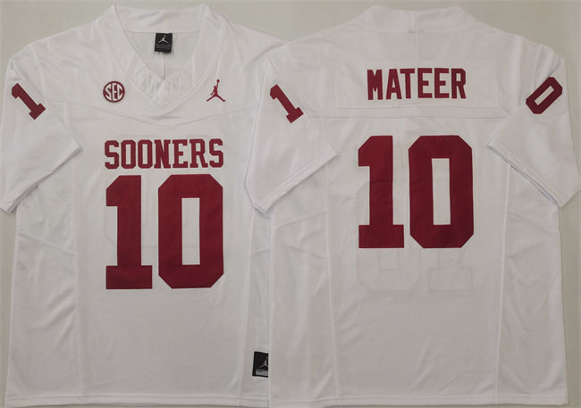 Oklahoma Sooners #10 John Mateer Jersey 2025 F.U.S.E. Football Stitched
