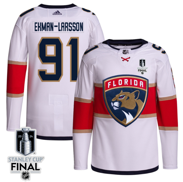 Oliver Ekman-Larsson 91 Florida Panthers 2024 STANLEY CUP Final Away Breakaway Jersey Men, White
