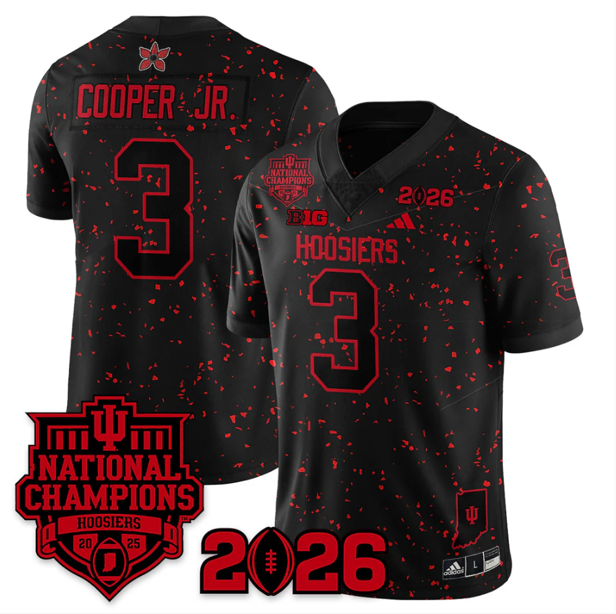 Omar Cooper Jr Jersey #3 Hoosiers Stranger Things 2025 Champions Stitched