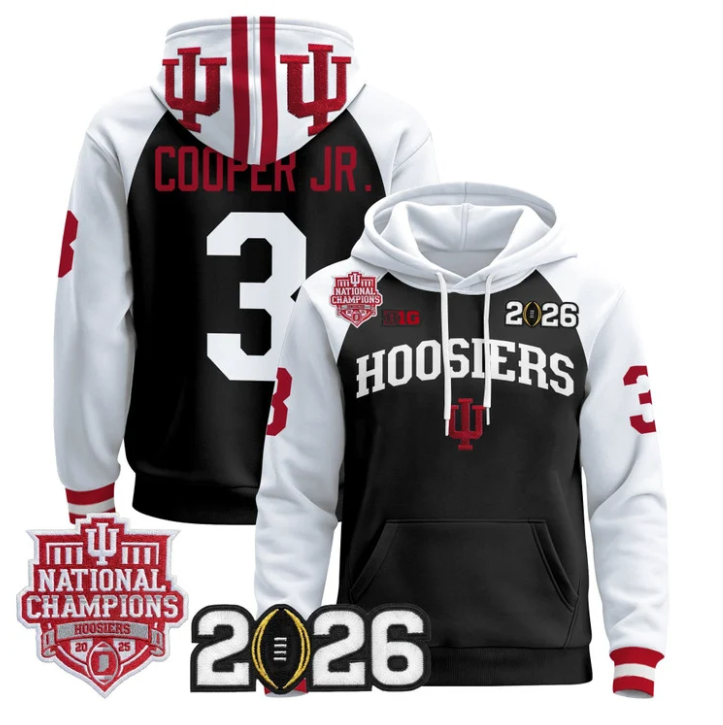 Omar Cooper Jr Pullover Hoodie #3 Hoosiers 2025 National Champions Stitched