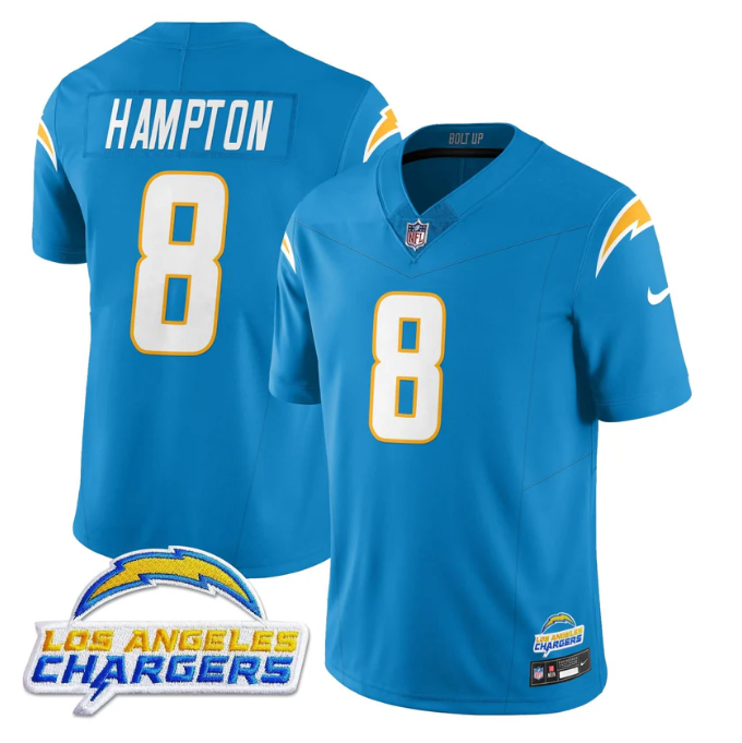 Omarion Hampton Jersey #8 Alternate 2025 Vapor Limited All Stitched Blue