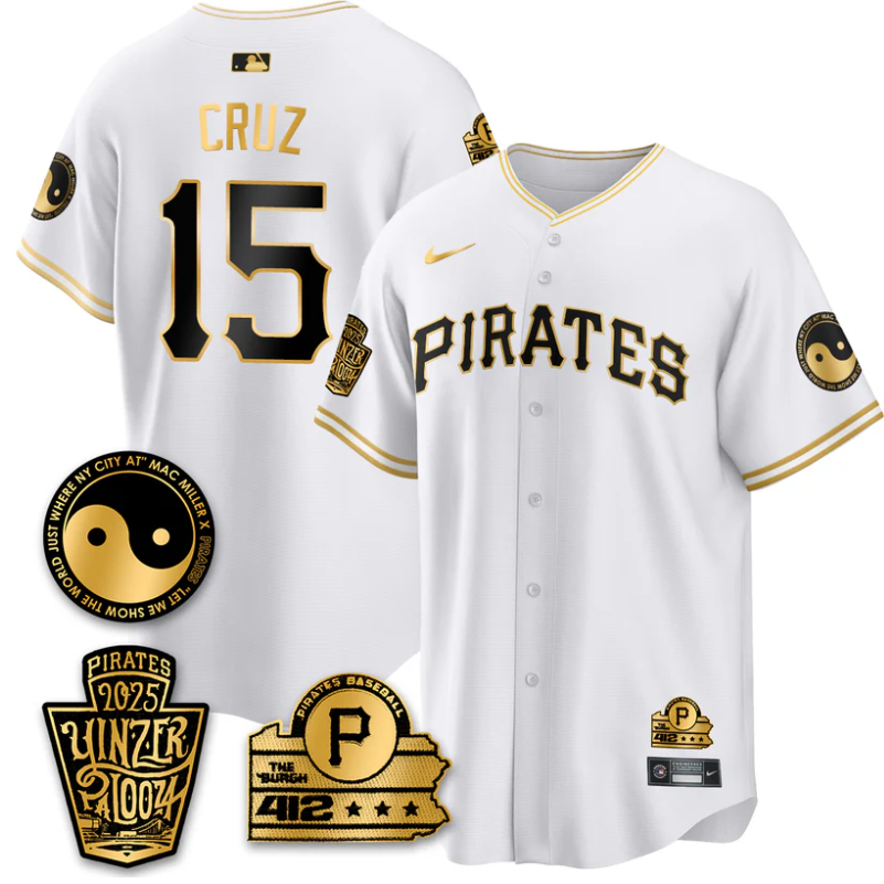 Oneil Cruz #15 Jersey Pittsburgh Pirates Yinzerpalooza 2025 Stitched White Gold