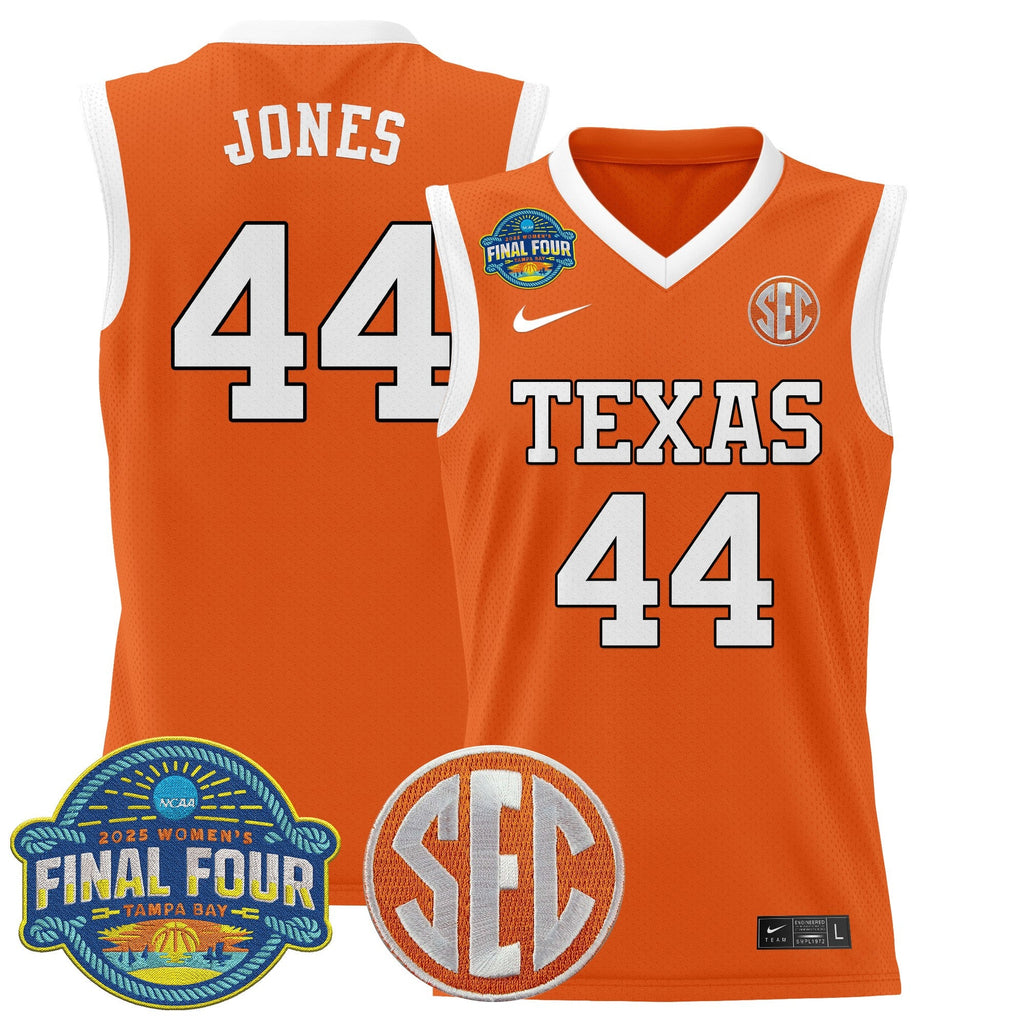 Taylor Jones Jersey #44 Texas Longhorns 2025 Sec Final Four Patch Orange