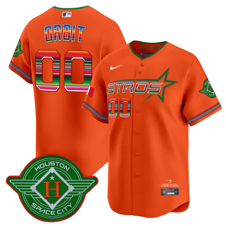 Orbit Jersey #00 Astros 2025 City Connect Mexico Vapor Premier Limited Stitched Orange