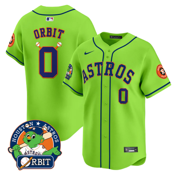 Orbit Jersey #0 Astros Orbit Patch Vapor Premier Limited V2 Stitched Green