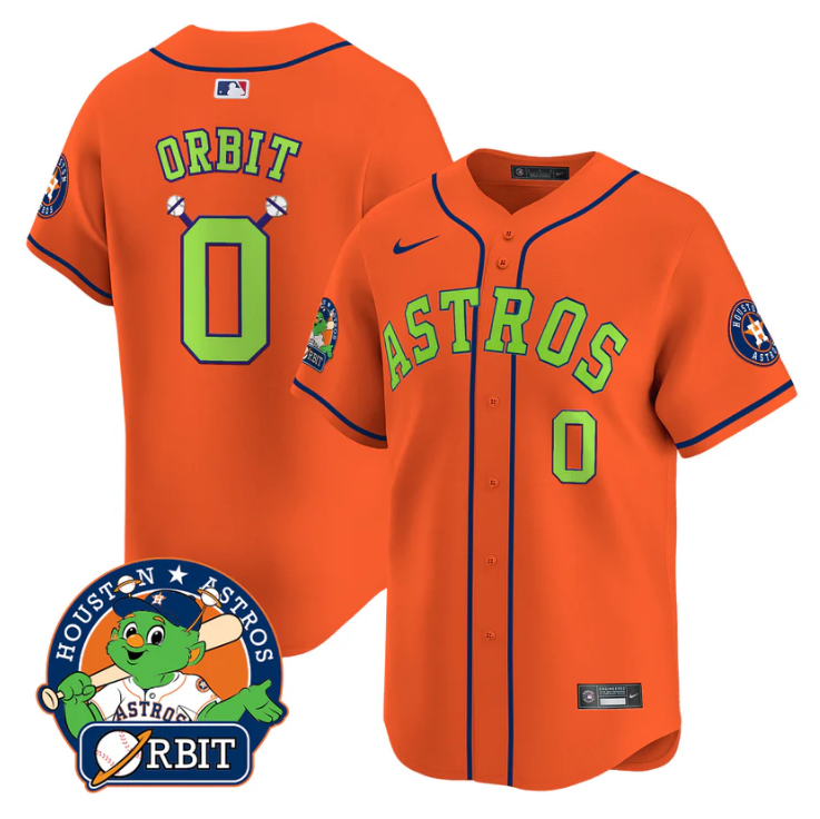 Orbit Jersey #0 Astros Orbit Patch Vapor Premier Limited V2 Stitched Orange